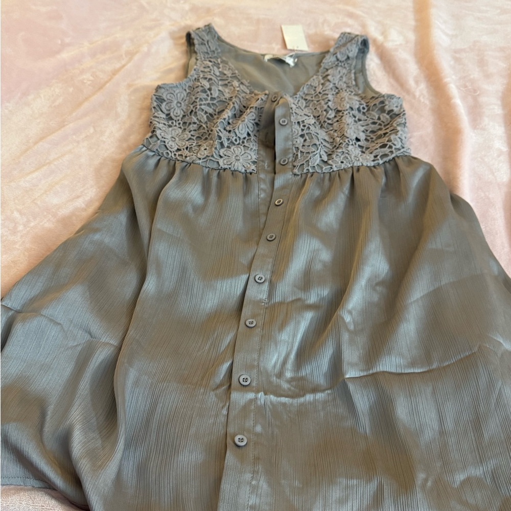 Chic Gray Lace Women's Tunic